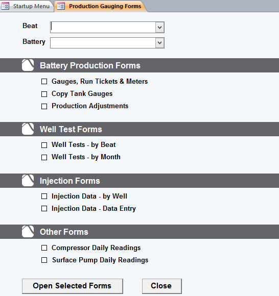 Production Gauging Forms